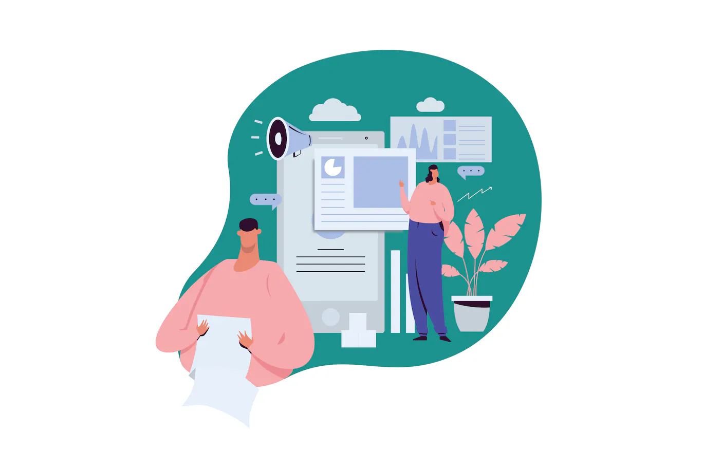 DRawing of content forms including writing, images, video